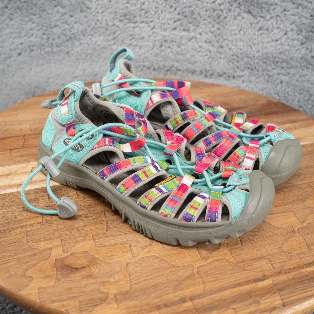 KEEN Women Girls Multicolor Walking Hiking Whisper Sandals Bungee Top Adj Sz 1